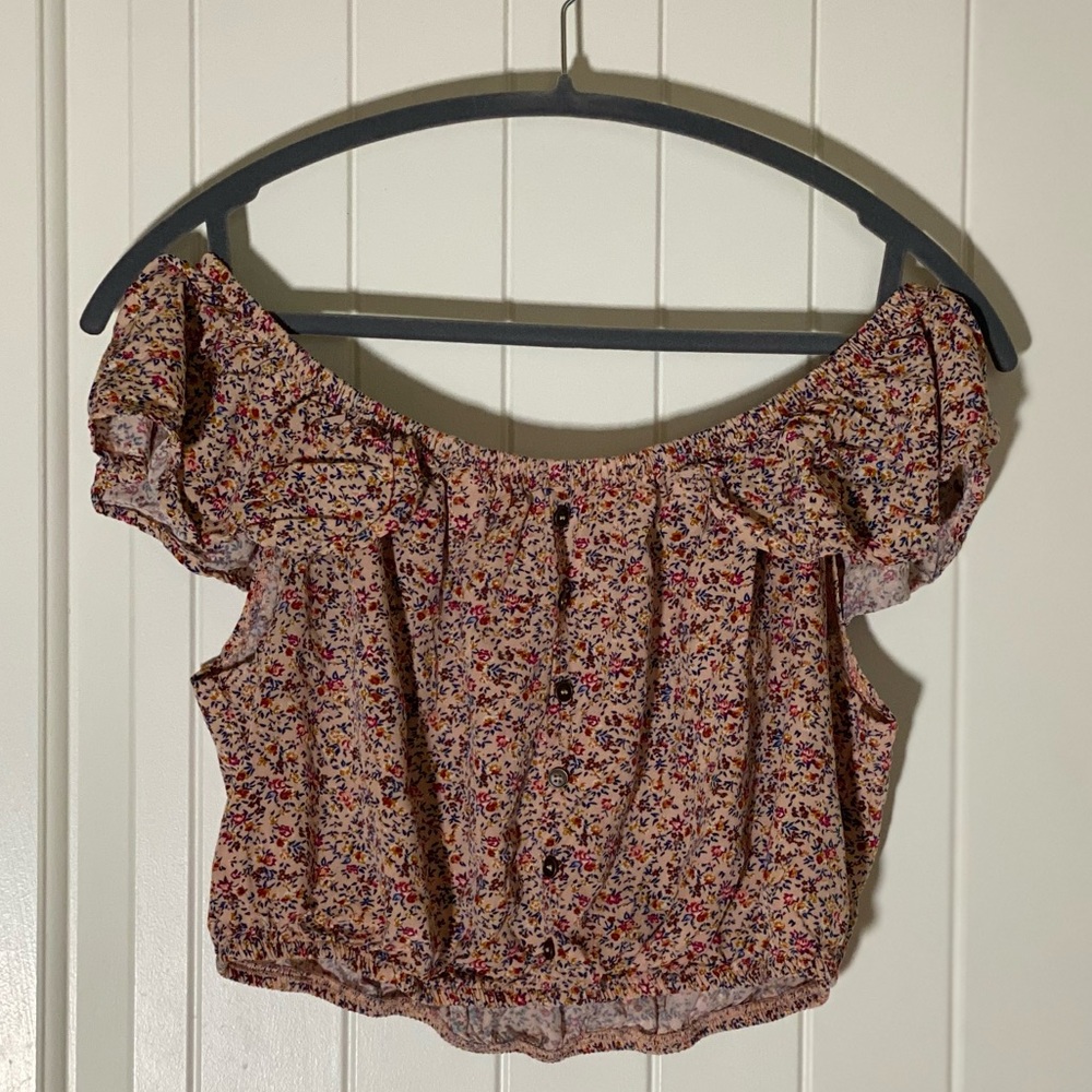Floral Crop Top, off the shoulder